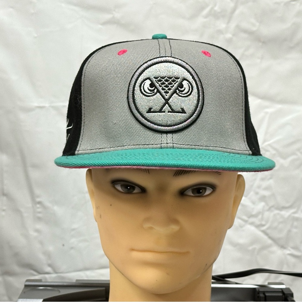Gray and Teal Hat with Owl Logo